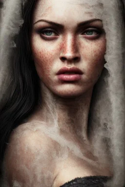 close up portrait of fog as wonderfull megan fox woman, fine detail, highly intricate, modern surrealism painting, defined cracks and breaks, high-quality, volumetric lighting, 8k, ultrahd, George Grie, Marco Escobedo, Igor Morski,Brian Froud, Howard Lyon, Selina French,