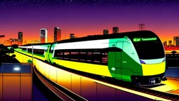 transperth c series train with perth at night in the background