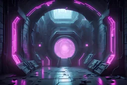 Please generate Death stepping through a portal in a future Cyberpunk castle.