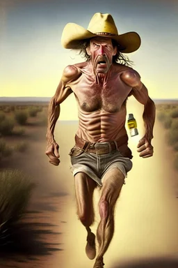 drunk runner without cloth old cowboy