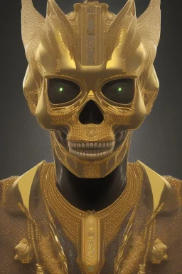 black male African Egyptian alien, cracks in the voodoo head, wicked, diamond eyes, crown, blood, 8k, finely detailed, photo realistic, tiger turquoise skull head gold dragon space alien snow skeleton gold teeth silver crown silver space suit spaceships