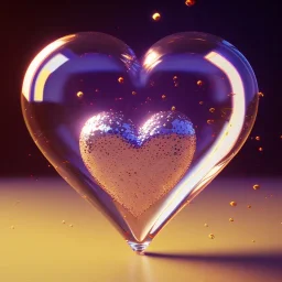 Glass shape of heart,shallow depth of field 50, macro lens, unreal engine 5, ultra detailed