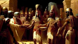 Phoenician soldiers received by the Pharaoh of Egypt for dinner