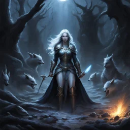 Mary's body glows with raw power as she kneels before the writhing chaos of Klara. The creatures that emerged from the ground writhe and howl, their twisted forms trying in vain to reach her protected form. Your warriors form a tight circle, their weapons raised high, their bodies tense with purpose. The ground trembles beneath your feet as Mary's magic builds to a crescendo, her back arching violently as she screams to the heavens. The purple flames engulfing her body pulse and surge, casting w