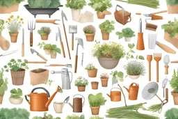 knolling gardener tools