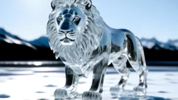 A crystal lion on the ice