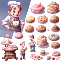 a cartoon character thirty years old confectioner , an ultrafine detailed painting by senior character artist, featured on polycount, sots art, artstation hd, 2d game art, behance hd