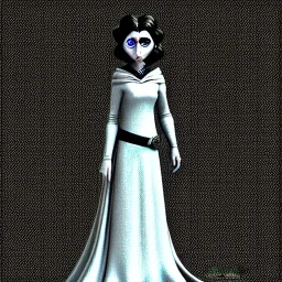 extrem tim burton style of princess leia, sharp focus,3D