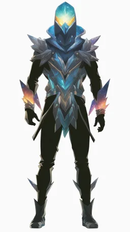 Monster with Multiarms, hoodie, cover face, crystal sword, crystals arm, galaxy face, solo leveling shadow artstyle , high details, intricate details, highly detailed