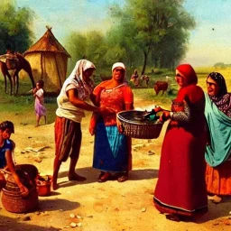 the lady giving a jar of ajvar to gypsies, modern setting