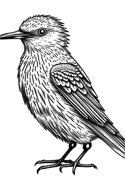 Xenops bird. centered flat minimalistic black and white high contrast line drawing, coloring book style, {prompt}, (white sky, white clouds, white hair, white objects, white clothing, white fur, white skin, white terrain, white scales, white everything:1.1), blank white background.