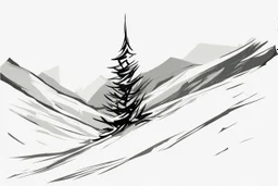 Christmas tree on a snow covered mountainside in the style of Frank Auerbach