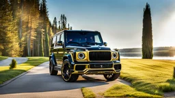 A (((G-Wagon bentley))) featuring a luxurious interior, advanced technologies, and a sleek body kit designed by MANSORY, exuding an air of sophistication and power