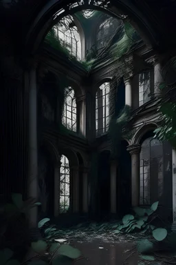 Black nature in an abandoned mansion .