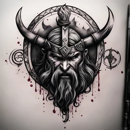 viking symbol tattoo sketch blood dark