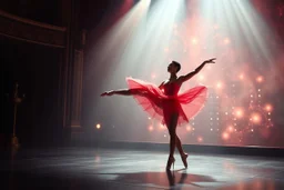 ballerian couple perform in a very luxury ballet stage with animating lights and background
