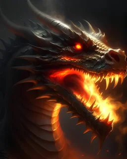 A big and brave dragon with fire in his mouth