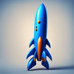 blue rocket cartoon stylized 3d