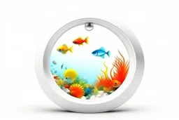 white,background,looking,through,a 3-d, hole,or,window,,a,seeing,tropical,fish