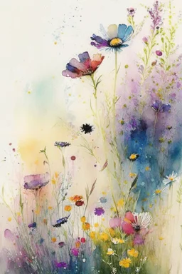 Watercolor Meadow flowers, colorful, perfect