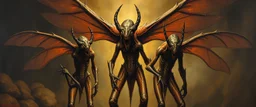 master oil painting by Rembrandt, insectoid Nephilim tribe trauma watchers in the style of Giger