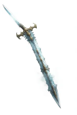 a large two-handed greatsword, surrounded by faint bluish magical energy