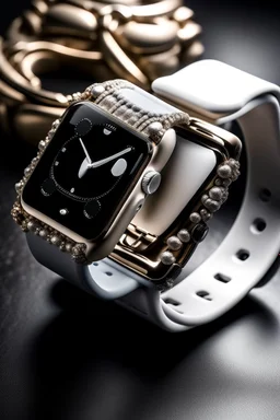 Pair the sleekness of the iced-out Apple Watch against textures that create an interesting contrast, like soft velvet or rough stone, highlighting its elegance.