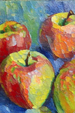 Abstract impasto oil painting of an apples cezanne