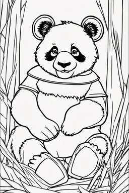 coloring page for kids, PANDA, thick outline, low details, no shading, no color