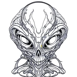 outline art for alien veggie head coloring page for kids, classic manga style, anime style, realistic modern cartoon style, white background, sketch style, only use outline, clean line art, no shadows, clear and well outlined
