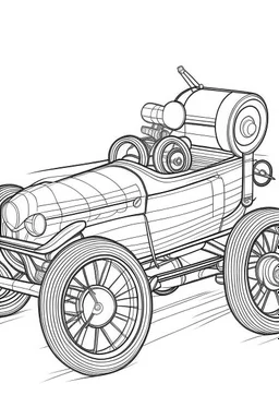 Outline art for coloring page OF A 1943 PULL TOY IN THE UNITED STATES, coloring page, white background, Sketch style, only use outline, clean line art, white background, no shadows, no shading, no color, clear