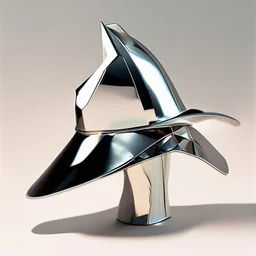 asymmetric futuristic chrome hat