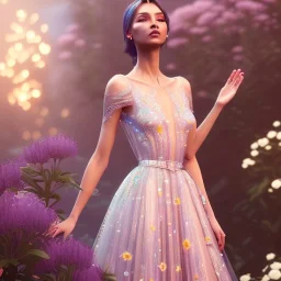 galactic ambiance with a beautiful transparent flowers, delicate colors, soft light atmosphere, smooth, extremely sharp detail, finely tuned detail, ultra high definition, 8k, unreal engine 5, ultra sharp focus, accurate hands, fingers