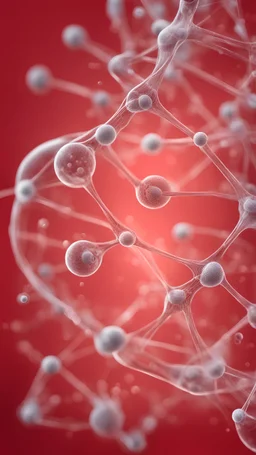 transparent, like a glass, human cells or like a DNA structure, or like a viruses or like a neurons under the microscope on low contrast red background