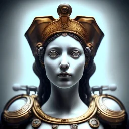 a greek marmor statue of athena, steam punk, scary, horror, realistic, made in octane, cinematic, movie, CGI, ultra-realistic, extremely detailed octane rendering, 8K, VRAY Super Real ar 2:3, dof photorealistic futuristic 50mm lens hard lighting dark gray tintype photograph, realistic lighting, sephia colors