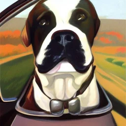 Portrait of a dog in car, 64K --v 4