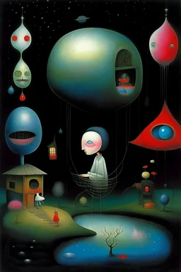 Surreal sinister weirdness Style by Duy Huynh and Clive Barker and Max Ernst, fractional reserve daydream <lora:SurrealHorror:0.6> , strange inconsistencies and absurdities, eerie, weird colors, smooth, neo surrealism, abstract quirks by Bruno Munari, album art