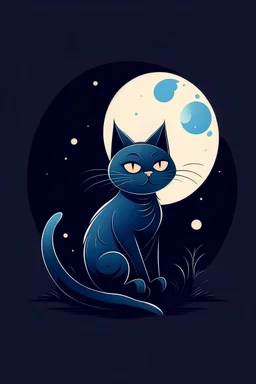 "Design a whimsical AI painting logo featuring a mischievous cat on a moonlit night. The cat, in a playful pose, should be portrayed in a humorous style, with exaggerated features or comical expressions. Capture the essence of feline fun under the gentle glow of the moon."