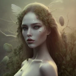 Portrait of beautiful abstract girl, face dept of field,face shinning, plant, metal,lens blur,Unsharp masking,Açıklamalı resimler, feathers,central weight average,Laplacian filt CWA Dryad,Median filter fae, sidhe, ominous, nature, plants, wildflower sparkle,facepaint, dnd character portrait, intricate, oil on canvas, masterpiece, expert, insanely detailed, 4k resolution, retroanime style, cute big circular reflective eyes, cinematic smooth, intricate detail , soft smooth lighting