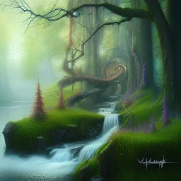 ultra realism, ravine in autmn, fantasy art, spray paint