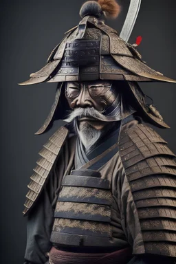 old samurai with helmet