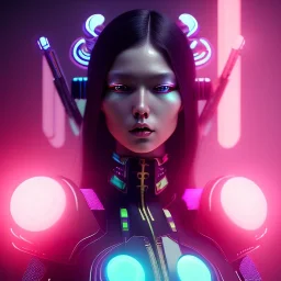 Cyber Woman, long hair, samurai, cyberpunk, neon, highly detailed, art stations, concept art, smooth, unreal engine 5, god rays, ray tracing, RTX, lumen lighting, ultra detail, volumetric lighting, 3d, finely drawn, high definition, high resolution, gradient background