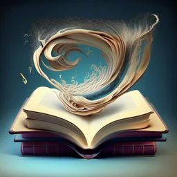 Floating book with magical swirls, swirling around it and lifting it into the air