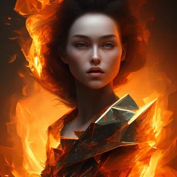 Origami, Portrait of a Lady on Fire, full body, dramatic lighting, hyper realistic, 8k, illustrated,