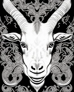 I want a goat head in vector black and white white background