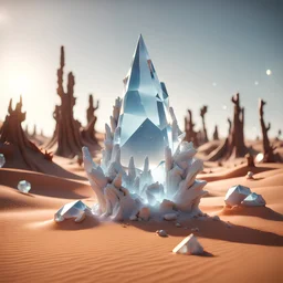 3d, crystal-like, odd objects in an odd environment, desert, masterpiece, good quality, intricate details, high quality, Yves Tanguy, best quality, 8k, in focus, sharp focus, DVD Screengrab, fantasy, sci-fi, cinematic, photorealism, octane render, frostbite, 8k, cinematic, unreal engine, bokeh, vray, houdini render, quixel megascans, arnold render, 8k uhd, raytracing, cgi, lumen reflections, cgsociety, ultra realistic, cinema4d, studio quality, highly detailed