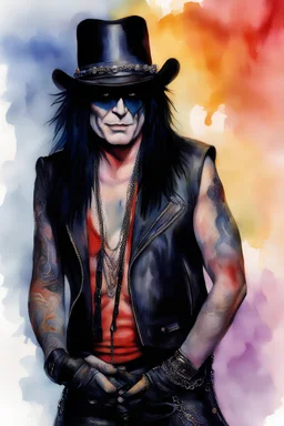 text "MOTLEY CRUE", head and shoulders portrait, Motley Crue Mick Mars - well-shaped, perfect figure, perfect face, smiling, a multicolored, watercolor stained, wall in the background, professional quality digital photograph, 4k, 8k, 32k UHD, Hyper realistic, extremely colorful, vibrant, photorealistic, realistic, sharp, highly detailed, professional quality, beautiful, awesome, majestic, superb, trending on artstation, pleasing, lovely, Cinematic, gorgeous, Real, Life like, Highly detailed