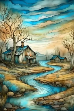 The place where the Dream and its followers live. Watercolor, fine drawing, beautiful van gogh composition, pixel graphics, lots of details, pastel aqua colors, delicate sensuality, realistic, high quality, work of art, hyperdetalization, professional, filigree, hazy haze, hyperrealism, professional, transparent, delicate pastel tones, back lighting, contrast, fantastic, nature+space, Milky Way, fabulous, unreal, translucent, glowing