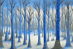 Winter trees elegant fantasy intricate art deco fantasy watercolor mystic Paul Klee Tim burton Yacek Yerka dee Nickerson snow winter cold season simple design