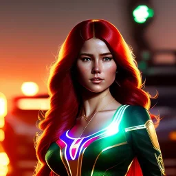 portrait of mary jane watson, red hair, green eyes, black tanktop, intricate, elegant, glowing lights, highly detailed, comic style, artstation, concept art, smooth, sharp focus, illustration, art by wlop, mars ravelo and greg rutkowski